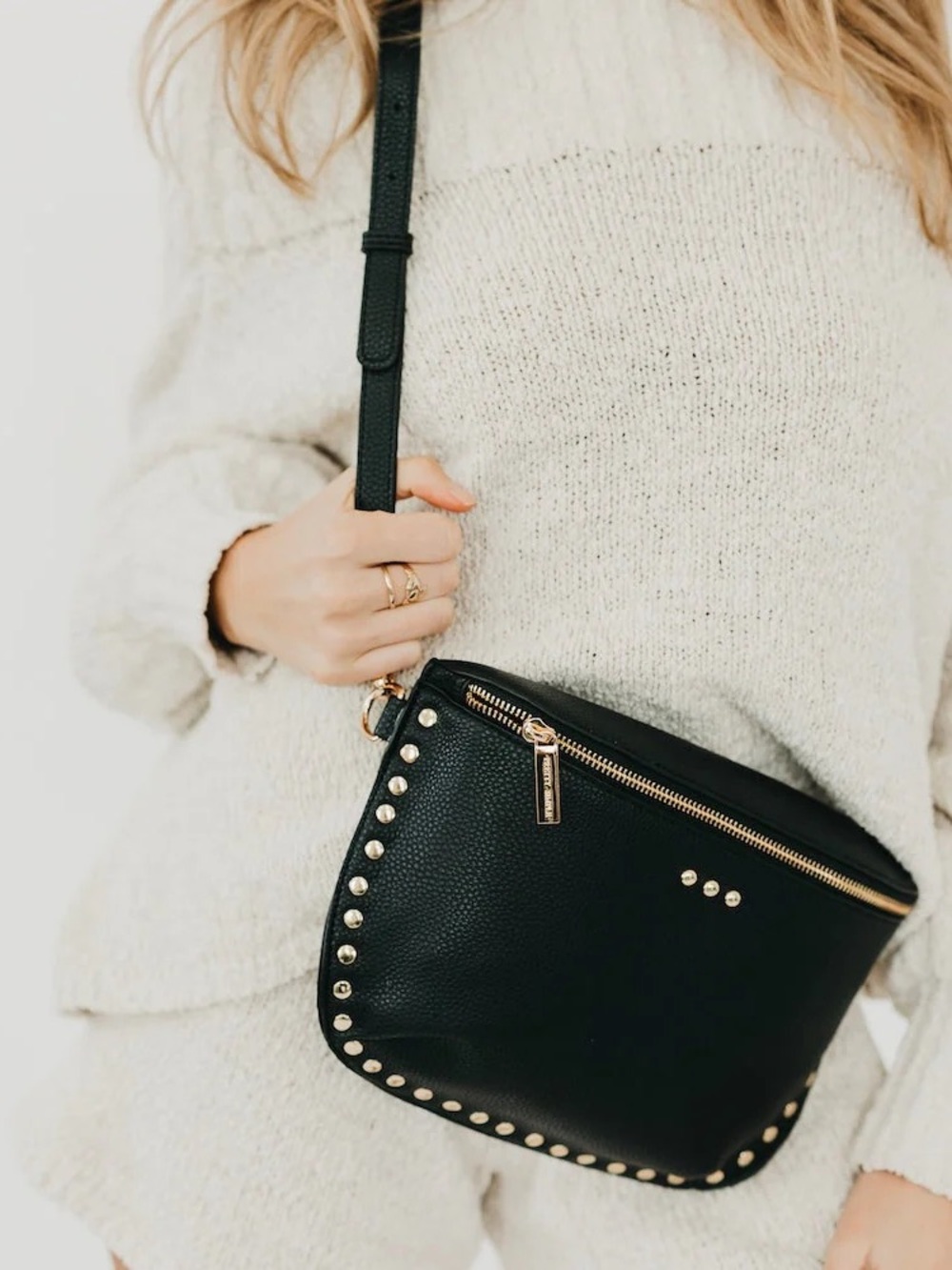 Pretty Simple Pebbled Sabrina Bum Bag Vegan Leather Edgy Sophistication Black